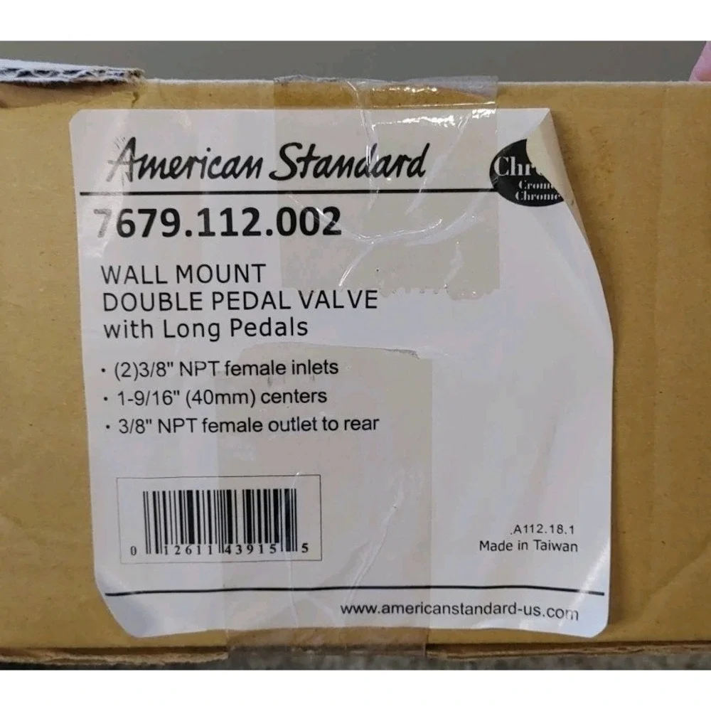 American Standard 7679.112.002 Wall Mount Double Pedal Valve Chrome Long Pedals